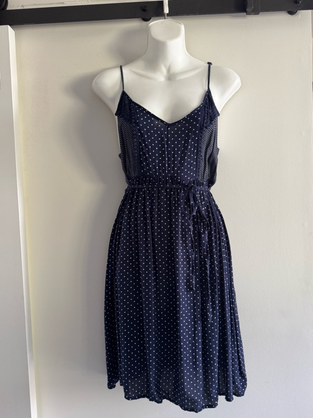 Motherhood Navy Blue Polka Dot Midi Dress